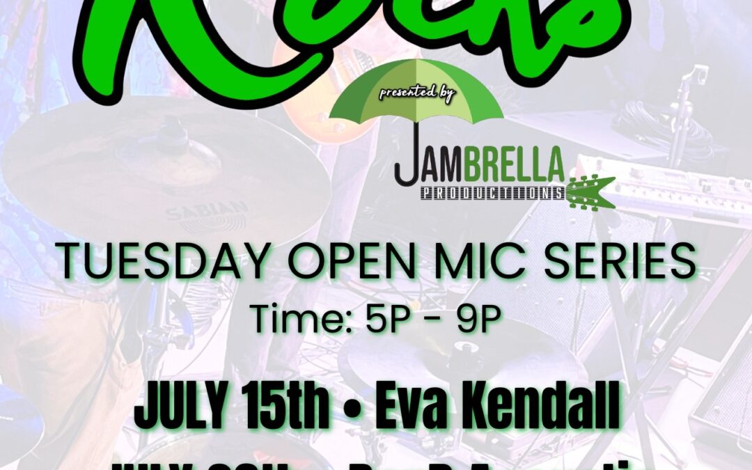 Music on the Rocks Tuesday Open Mic Series. All age welcome. Rock on from 5:00 pm- 9:00 pm.